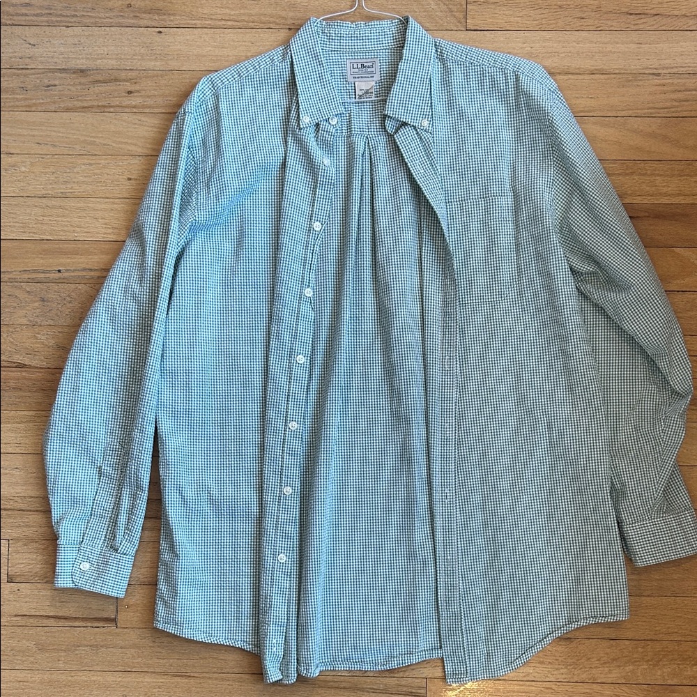 L.L. Bean Green Plaid Traditional Fit Shirt